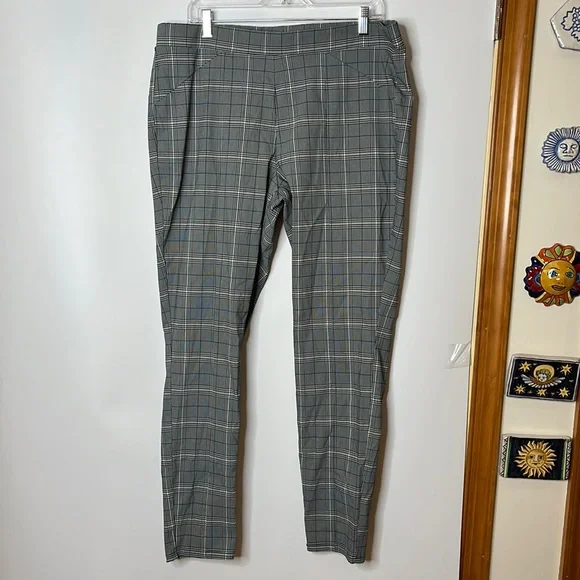 Simple Vera Wang Women Black White Checkered Stretch Pants XXL 2XLARGE PLUS SIZE - Picture 1 of 9